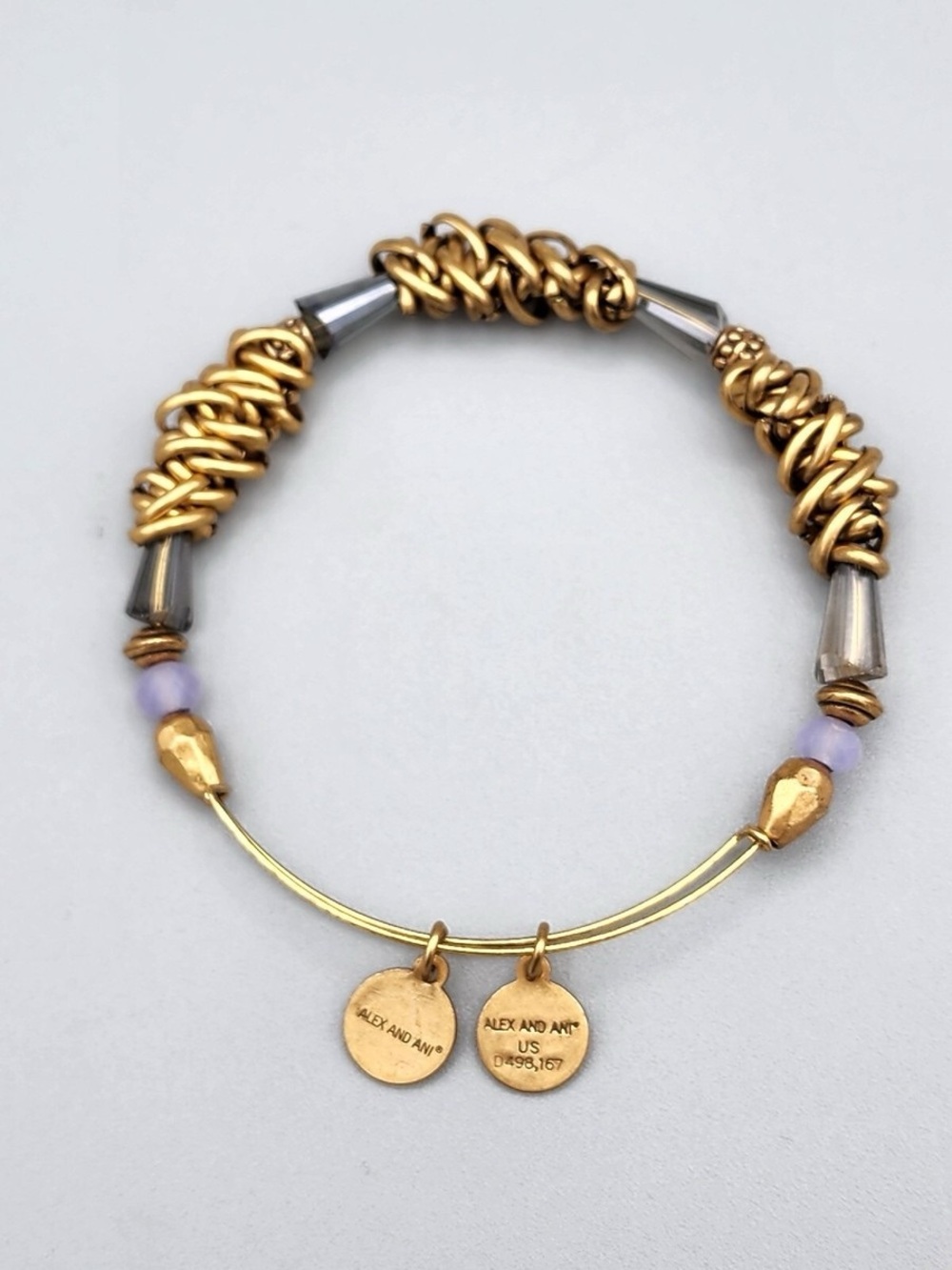 Alex and Ani Gold-Tone Mixed Metal & Lavender Bead Bracelet